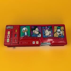 Disney Mickey And Friends Pop Out Pencil Box Case Red Vintage 90s Fab Five Works